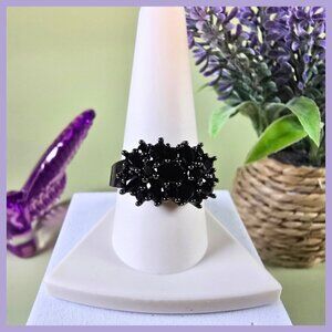 Black Cluster Ring With Black‎ CZ Stones Size 10.25 (NWOT)
